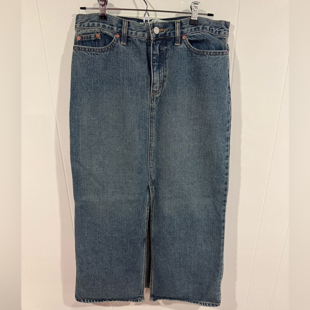 Gap Jeans Women’s Full Length Denim Skirt Washed Denim Like New Size 10 Y2K